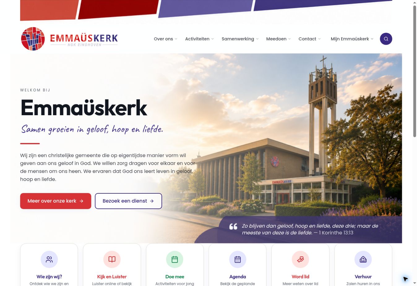 De website van Emmaüskerk Eindhoven